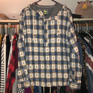 1/4 Zip Flannel Hooded Longsleeve Shirt